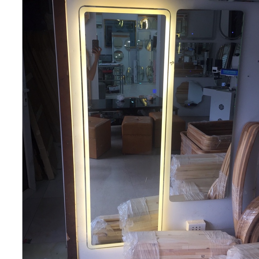 Gương led toàn thân treo tường cảm ứng cách viền 3 màu, gương trang trí phòng khách kích thước 50x160cm MIRRORTOCTOC