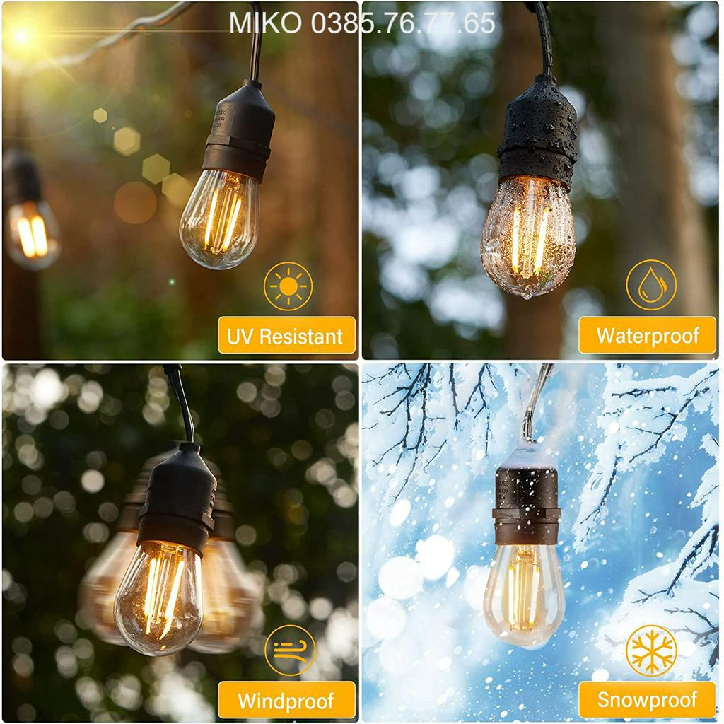 Dây đèn trang trí ngoài trời dùng cho quán cà phê, trà chanh, trà sữa... 10m 20 bóng MIKO 515 + KÈM BÓNG EDISON