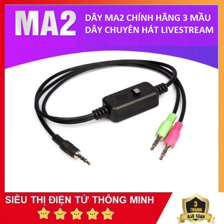 Dây Live Stream, 3 Màu XOX MA2 Audio Adapter - Jack Live Stream Chuyên Hát Thu Âm Cao Cấp Chính Hãng