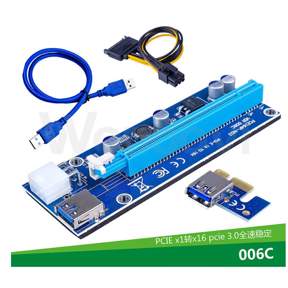 Dây Card Riser 009SPlus đỏ Có LED cổng USB vàng - pci-e 1x to 16x dây usb 3.0 có cổng đơn và cổng 3 - lắp VGA rời