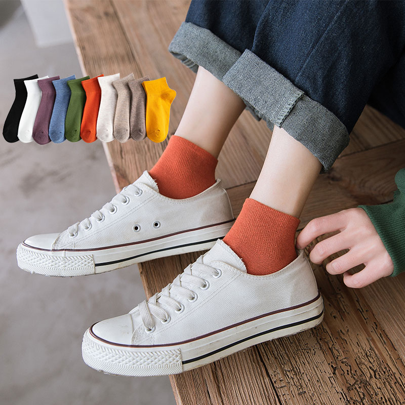 Vớ cotton màu sắc đơn giản cho nữ