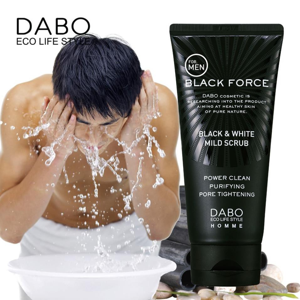 Sữa rửa mặt Nam trắng da sạch mụn Dabo Black Force Hàn Quốc 120ml - Hàng Chính Hãng