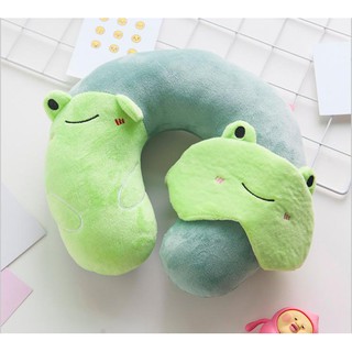 Gối kê cổ kèm bịt mắt 2in1, gối chữ u