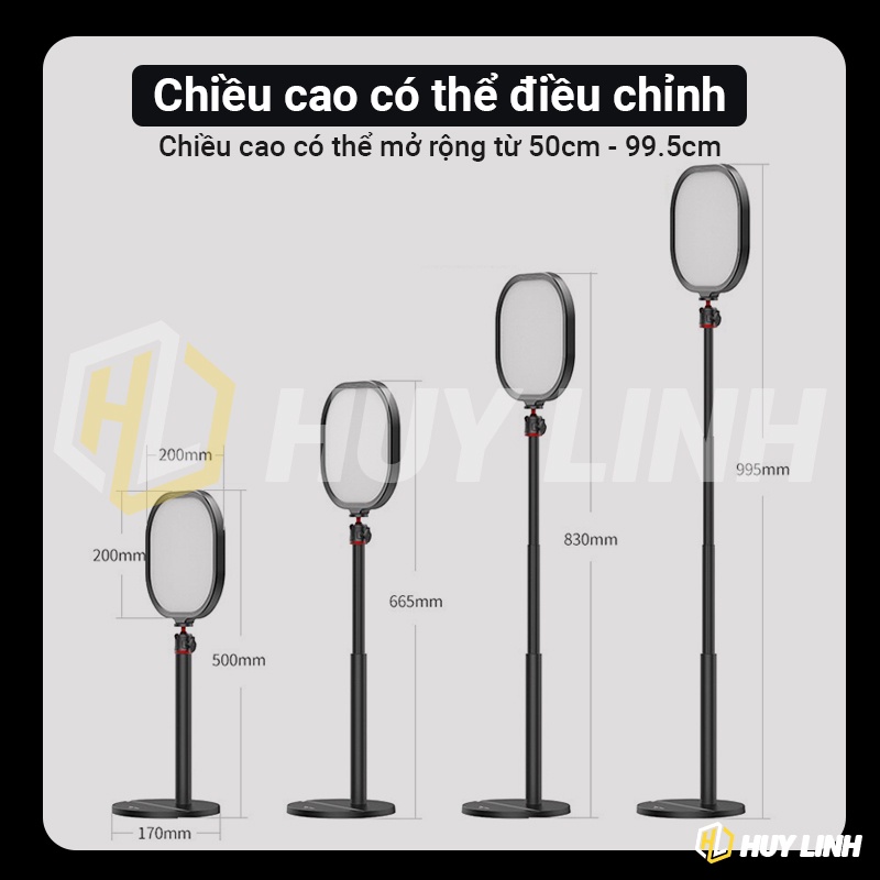 Đèn VIJIM K7 - LED đổi 3 màu  kèm chân Tripod để bàn có thể điều chỉnh độ cao, Ballhead xoay 360 độ