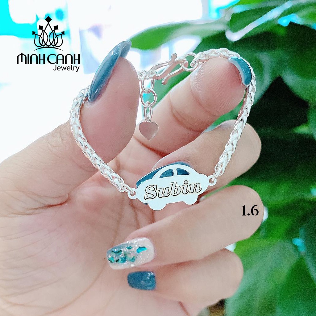 Lắc Bạc Hình Oto Khắc Tên Cho Bé Minh Canh Jewelry