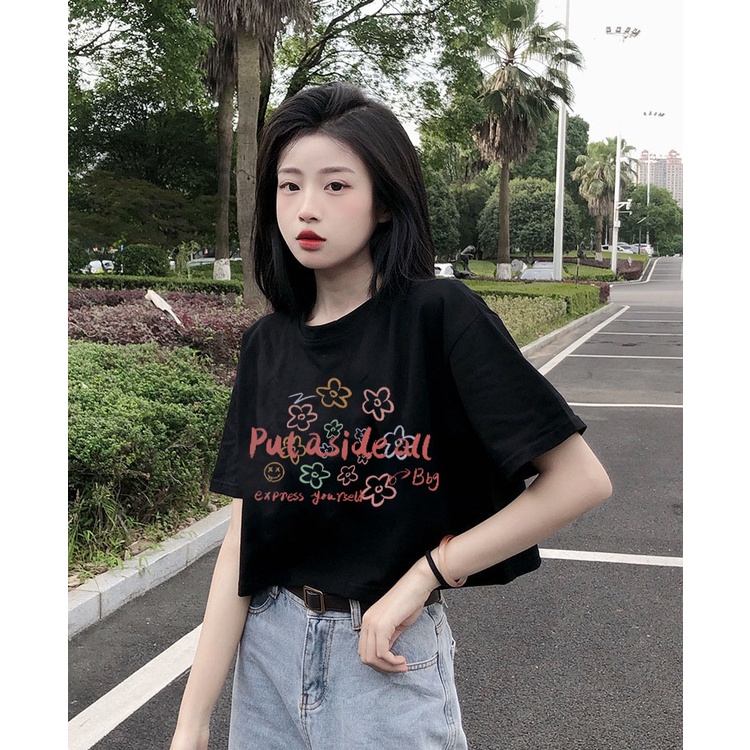 Áo Thun Crotop Form Rộng Unisex Tay Ngắn Chất Cotton Mềm Mại In Hình PUTASIDEALL Ulzzang Style Hàn Quốc TTT0184