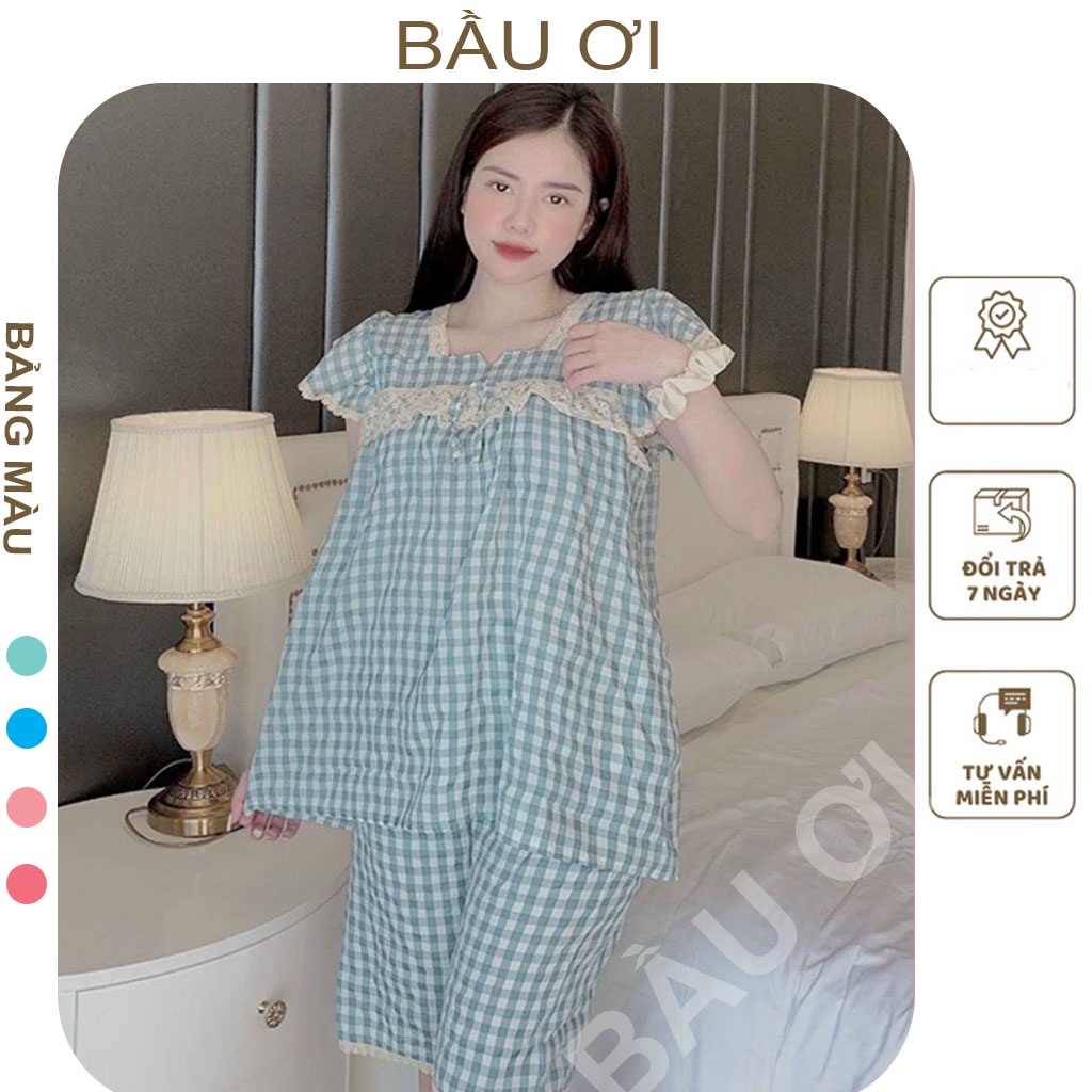 [BAUOI B06] BỘ LỬNG KẺ MÙA HÈ CHO MẸ BẦU VÀ SAU SINH, SÁT NÁCH MÁT MẺ CHO MẸ MÀU SẮC NHẸ NHÀNG, QUẦN ÁO BẦU ĐẸP