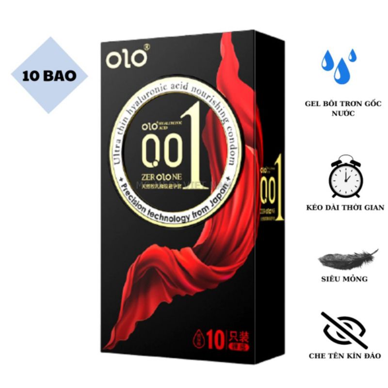 BAO CAO SU OLO SIÊU MỎNG, GEL GỐC NƯỚC, KHÔNG KÍCH ỨNG DA, SIZE ÔM SÁT VỪA VẶN CHO CẢM GIÁC CHÂN THẬT - 10 CÁI/HỘP