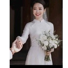 Áo dài Gấm trắng