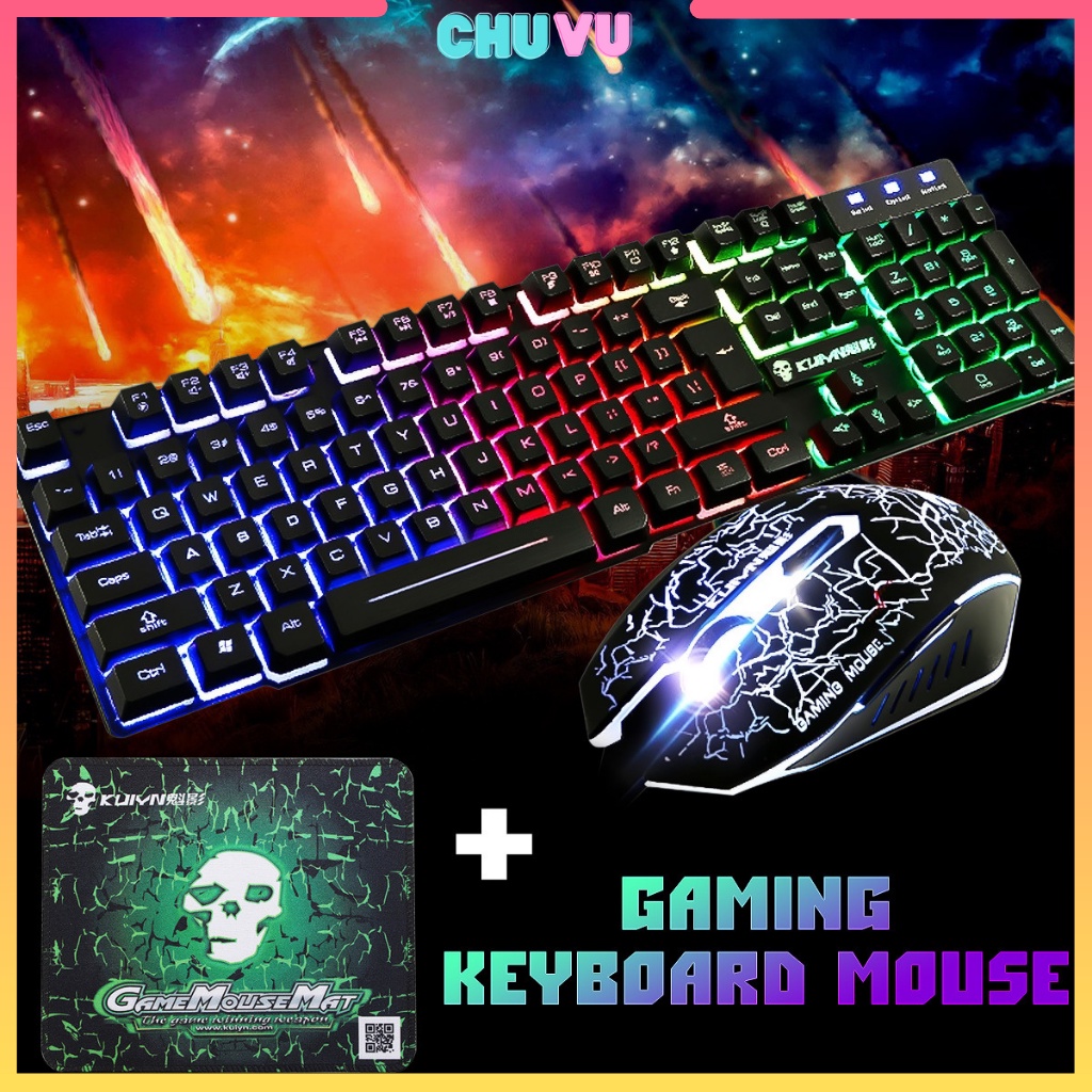 Bàn phím máy tính dạ quang Kuiying T6, Keyboard bàn phím LED 7 màu, Chuyên Game Siêu Mượt, Chống Nước Bh 12 tháng