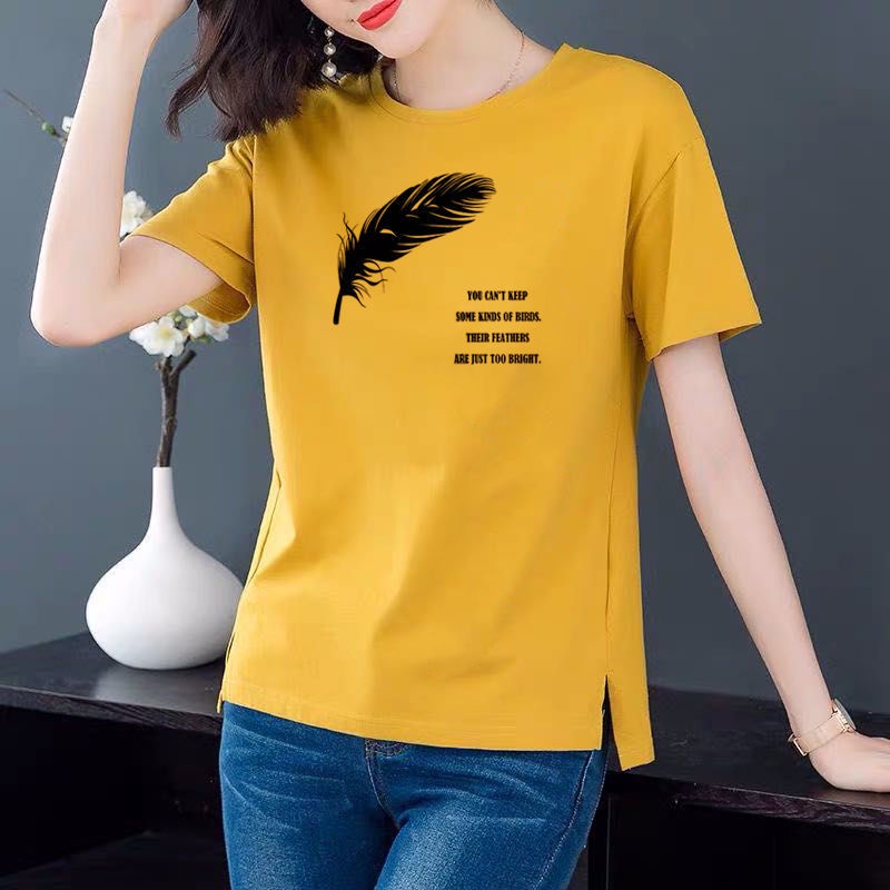 Thời Trang Áo Thun Tay Ngắn Dáng Rộng Chất Liệu Cotton In Họa Tiết Độc Đáo Cho Nữ