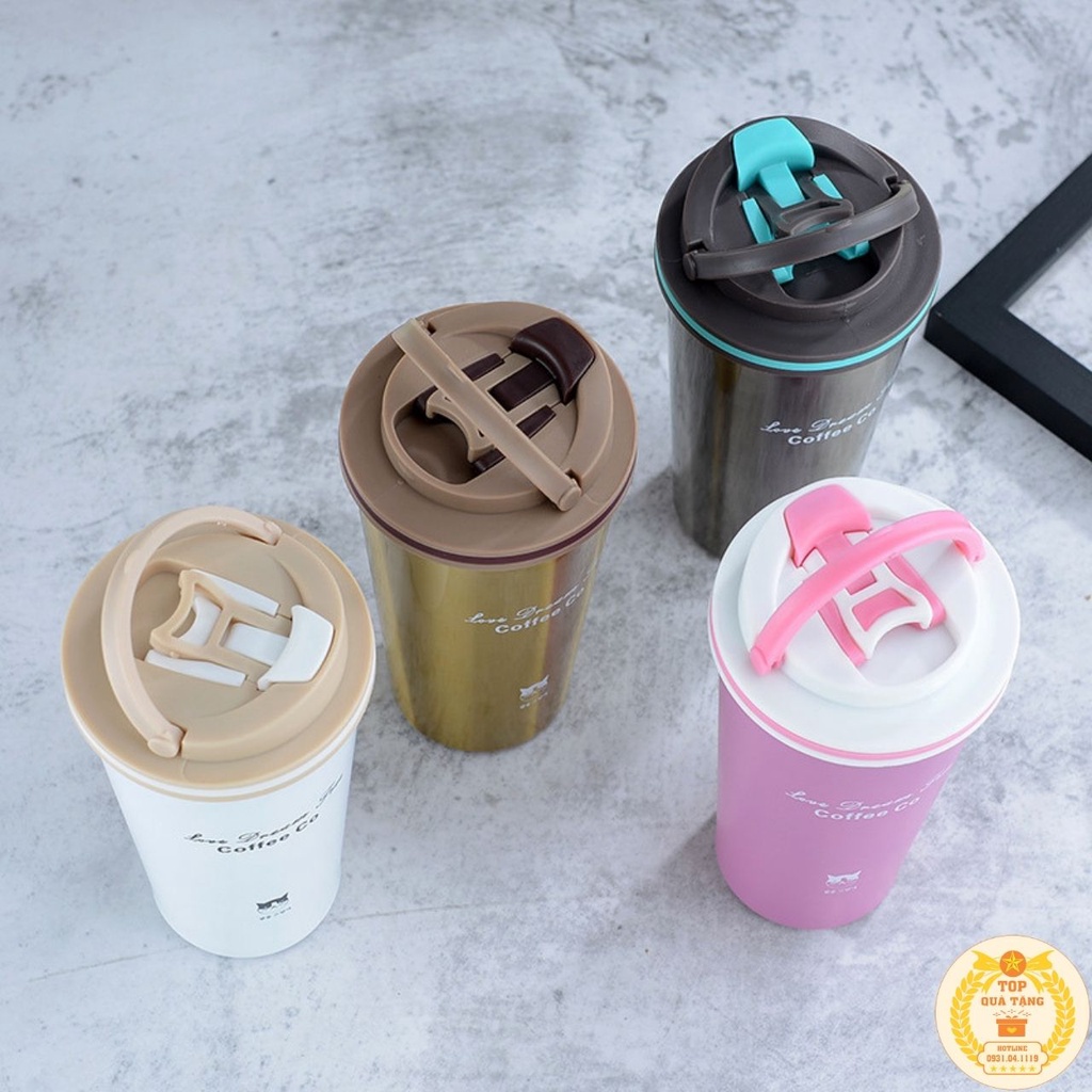 Cốc giữ nhiệt TopGift LM500 500ml  SUS 304 nắp có quay, chóng tràn khắc tên theo yêu cầu