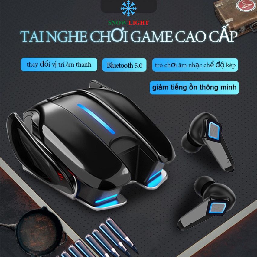 Tai nghe bluetooth nhet tai không dây Tai nghe gaming PUBG audio nhét tai không dây nhét thể thao K68 Snow light
