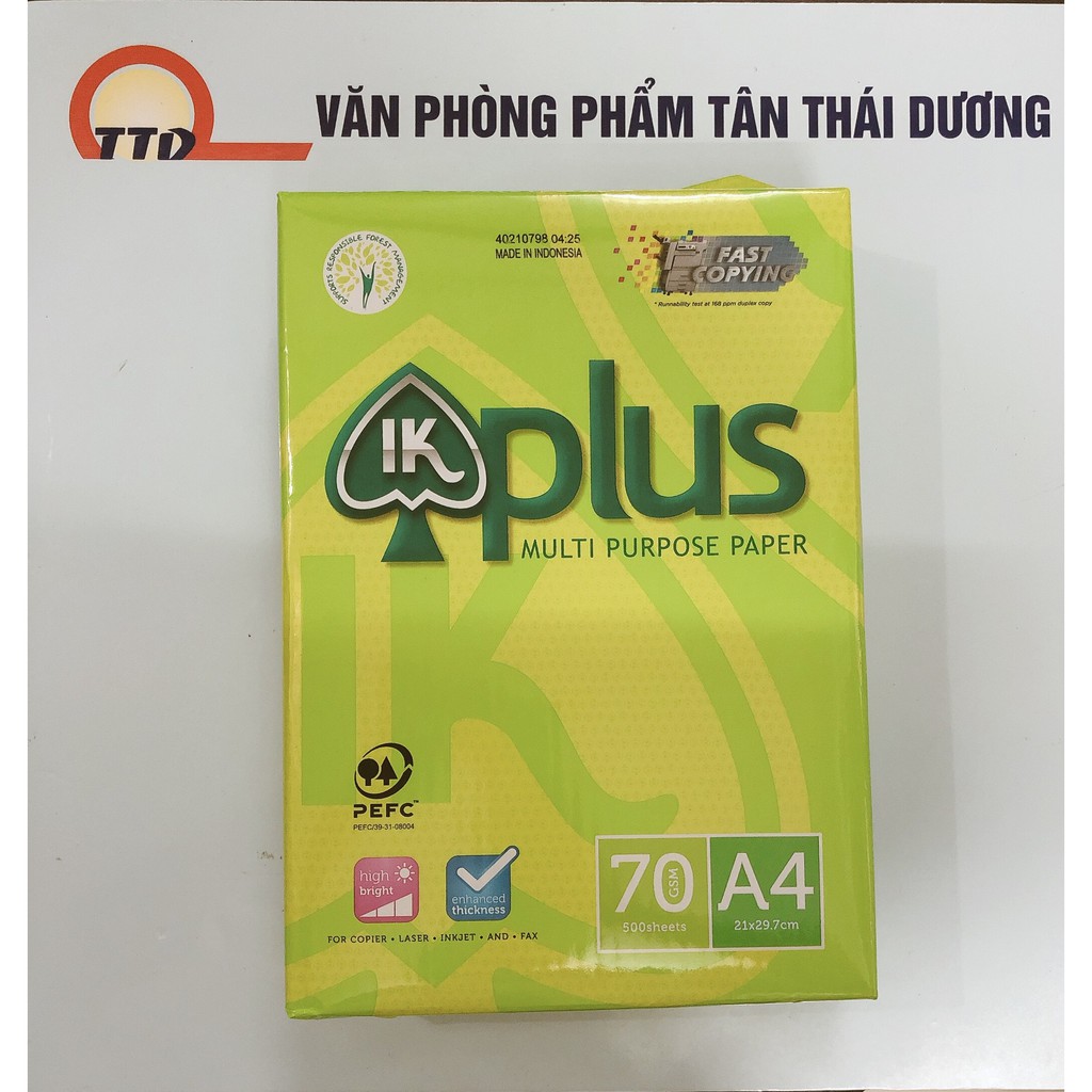 Giấy In IK Plus A4 70gsm 500 tờ/ Ram_Giấy In Cao Cấp