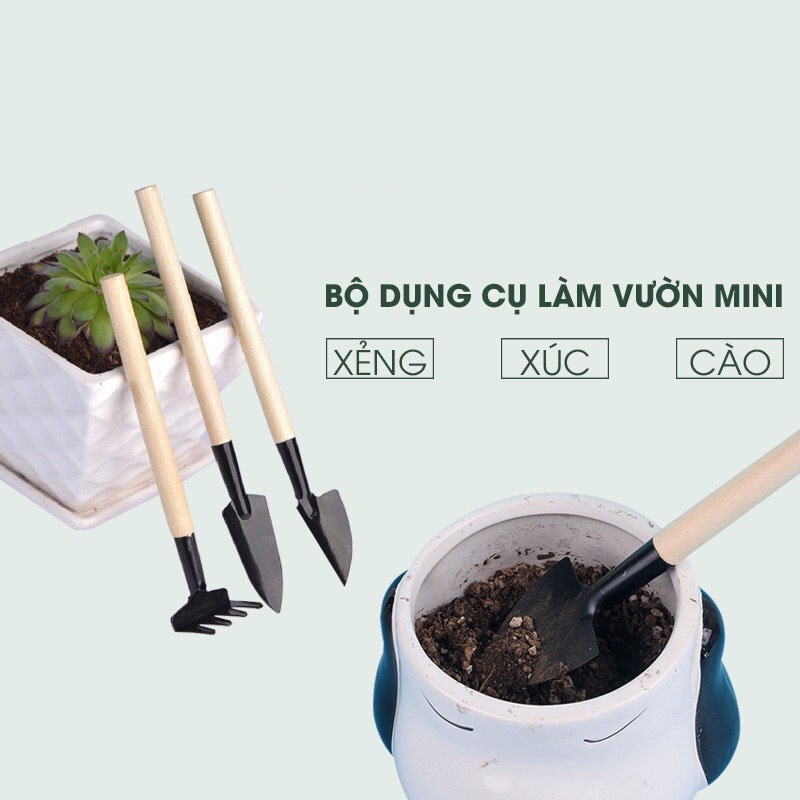 Bộ dụng cụ làm vườn mini 3 món tiện dụng, Dụng cụ trồng cây