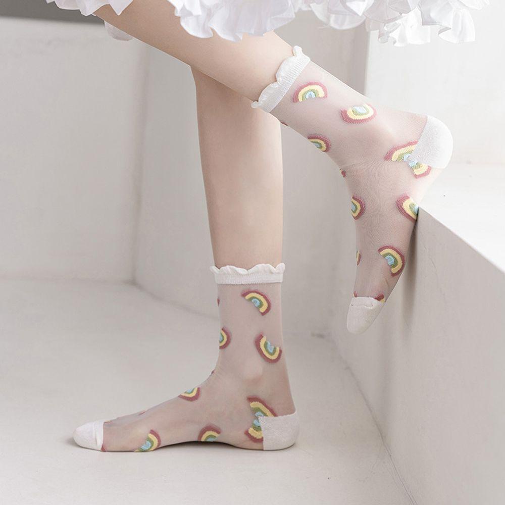 Vớ Cổ Vừa Họa Tiết Dâu Tây / Cầu Vồng Đơn Giản Thời Trang Cho Bé Gái