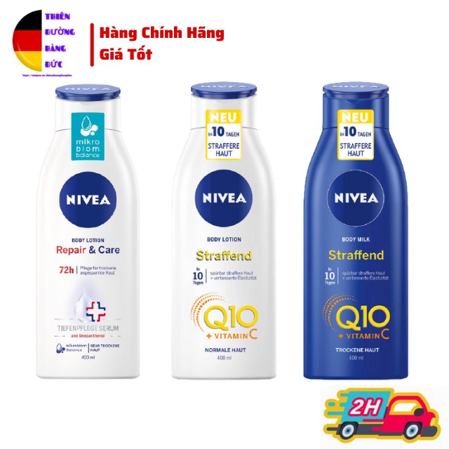 Dưỡng thể Nivea toàn thân Q10 400ml Đức, cho làn da sáng mịn, hổ trợ tái tạo tế bào, chống lão hóa da