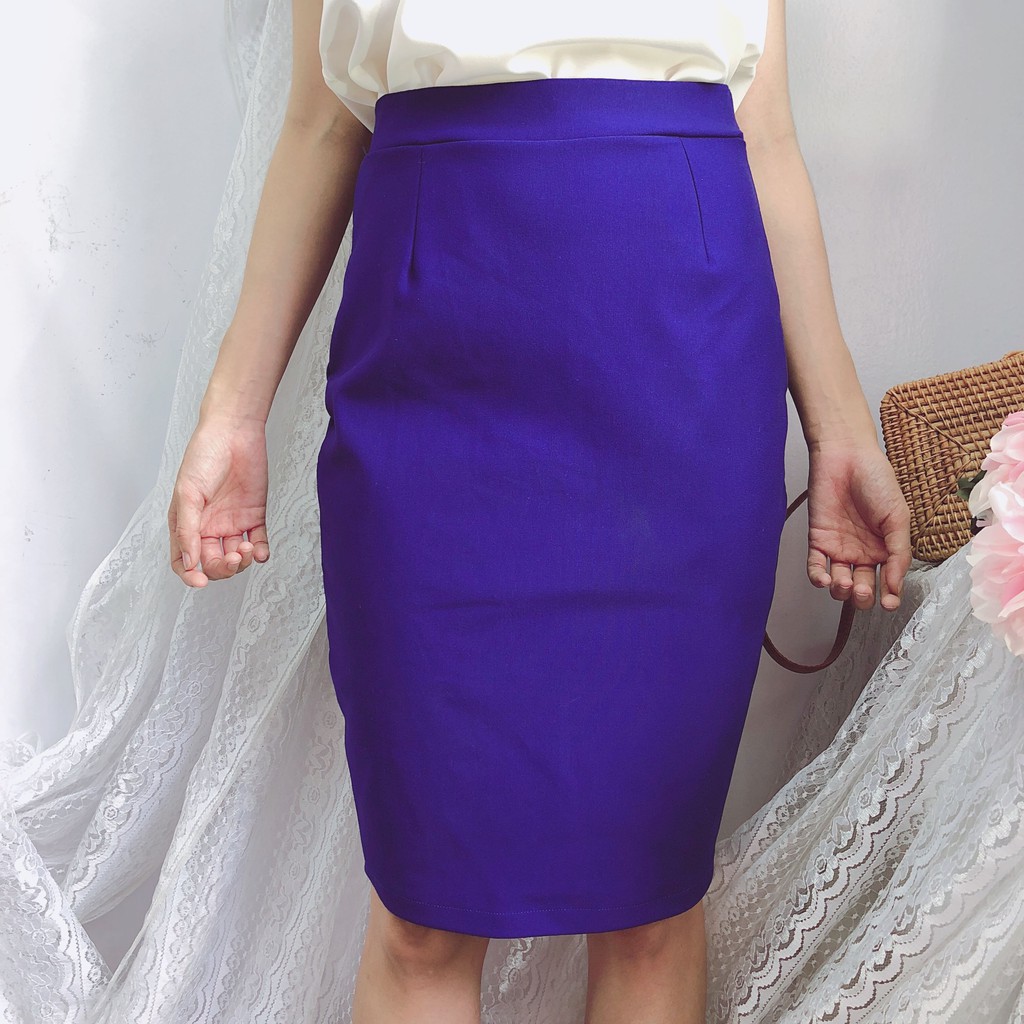 Chân váy công sở dài bigsize CR53V03 xẻ sau màu đen dài 53cm [size từ 48-85kg] | BigBuy360 - bigbuy360.vn