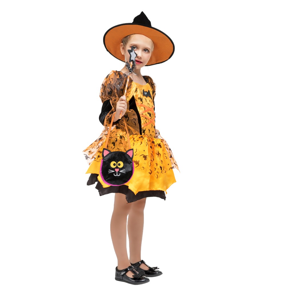 Trang Phục Hóa Trang Halloween Nhân Vật Phù Thủy Cho Bé Gái