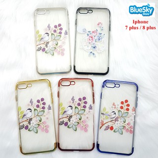 Ốp lưng Iphone 7 Plus / 8 Plus Dada dẻo trong đính đá viền xi màu