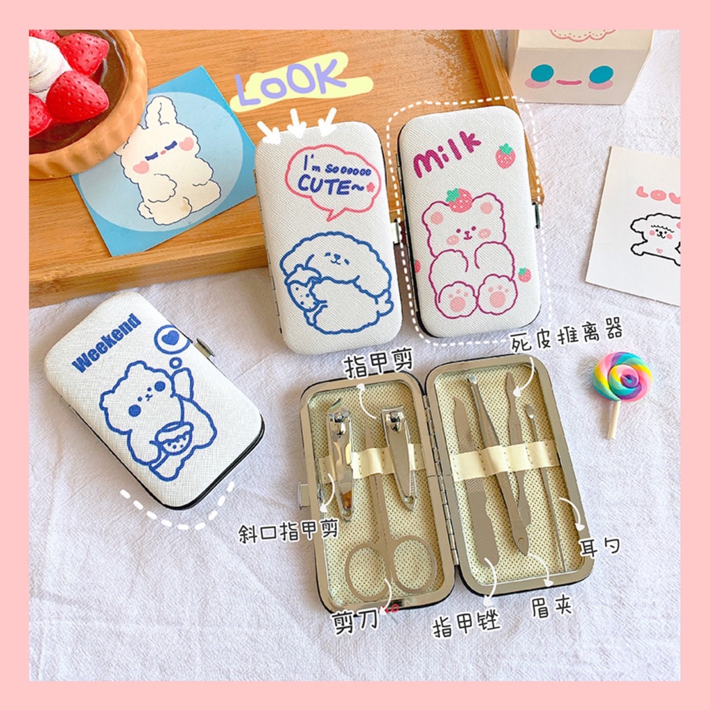 [Mới] Bộ Dụng Cụ Cắt Móng 7 Món Đa Năng Zanmoo Hoạt Hình Dễ Thương Đáng yêu Phong Cách Hàn Quốc.