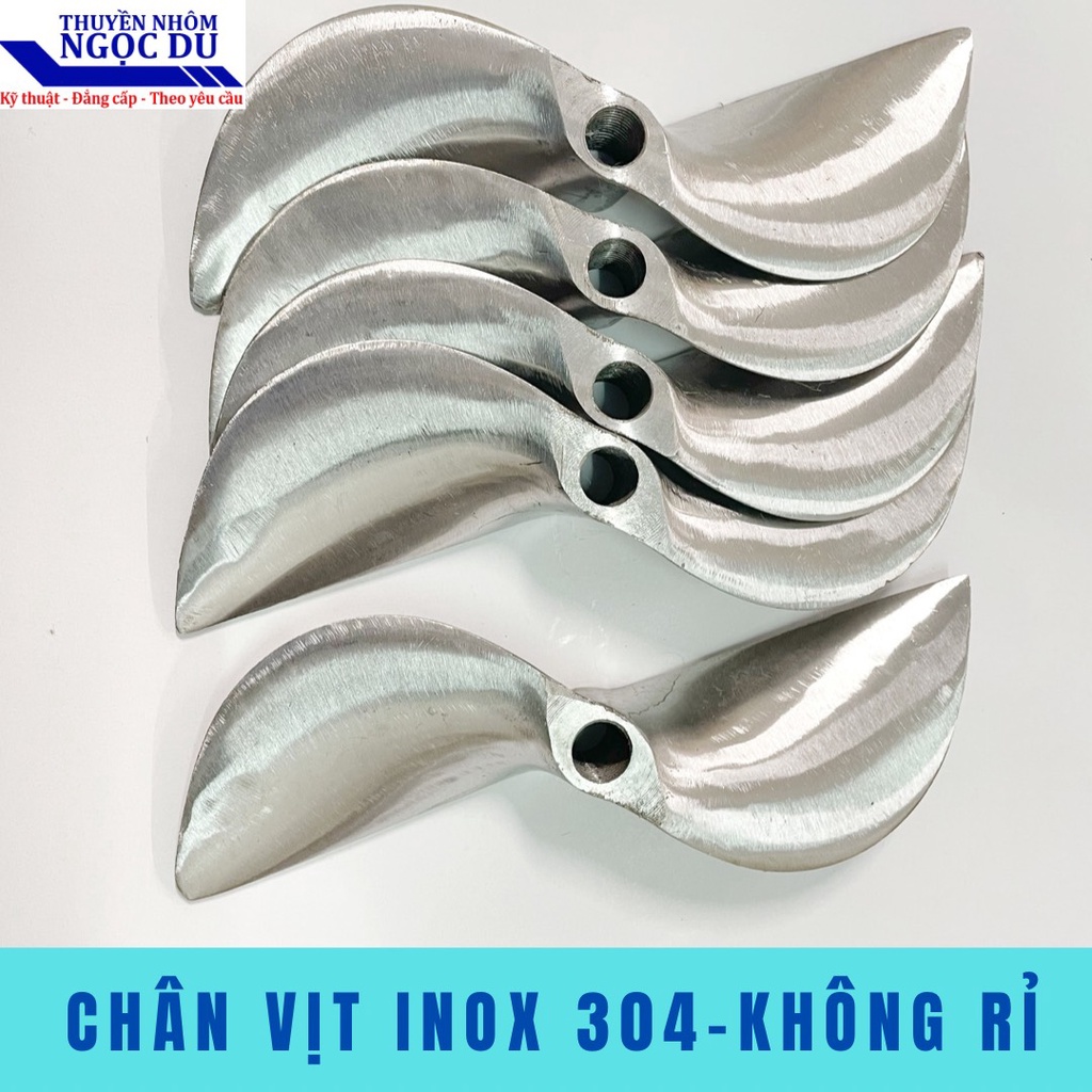 Chân Vịt Inox 2 Cánh 9HP, Lỗ Ren 16mm, Đường Kính 22 cm, Phù hợp động cơ xăng - cốt thẳng, Chân Vịt Chạy Thuyền