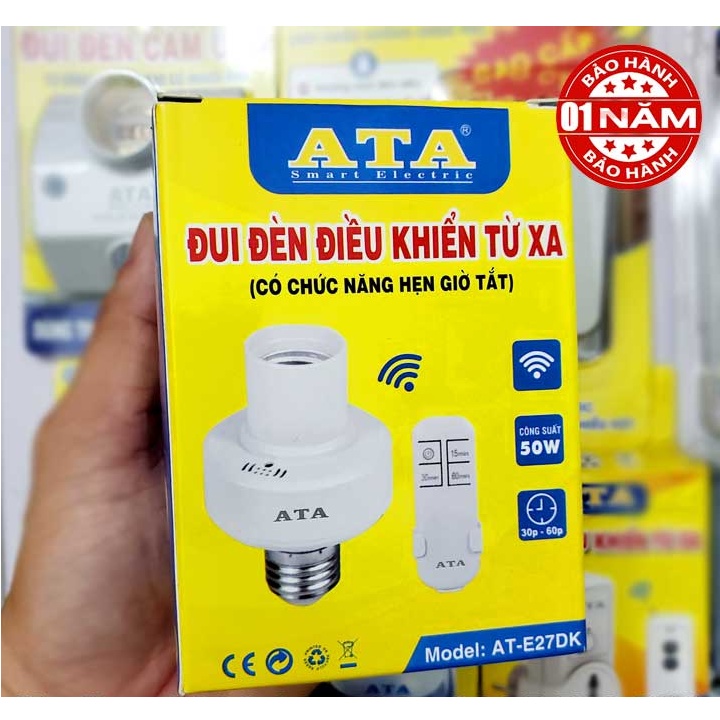ĐUI ĐÈN ĐIỀU KHIỂN TỪ XA BẰNG REMOTE SÓNG RADIO ATA E27DK
