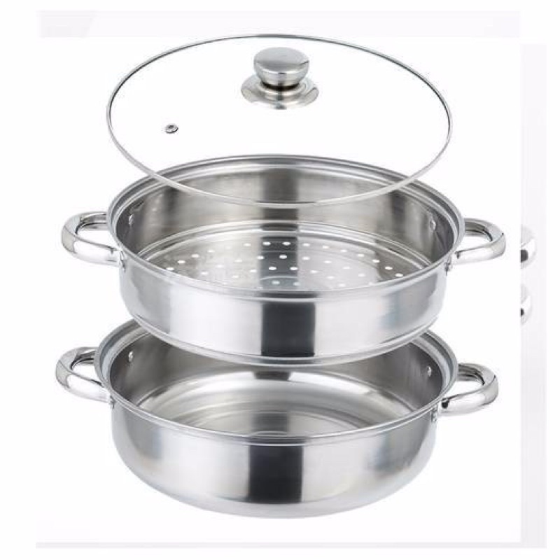 Nồi Hấp 2 Tầng Inox 28cm Hkm Cầu Tre