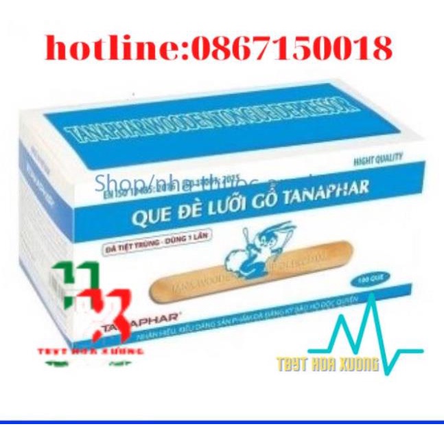 Đè lưỡi gỗ Tanaphar Hộp 100 que từ gỗ cây Bồ đề.