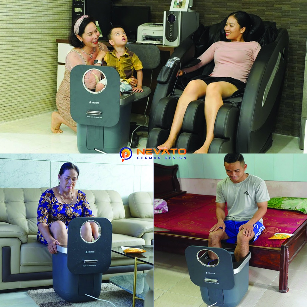 (BH 12 tháng) Bồn Ngâm Chân Massage Diệt Khuẩn Thông Minh Nevato NVF605-R Chính Hãng Tặng 1 Túi Thảo Dược Ngâm Chân