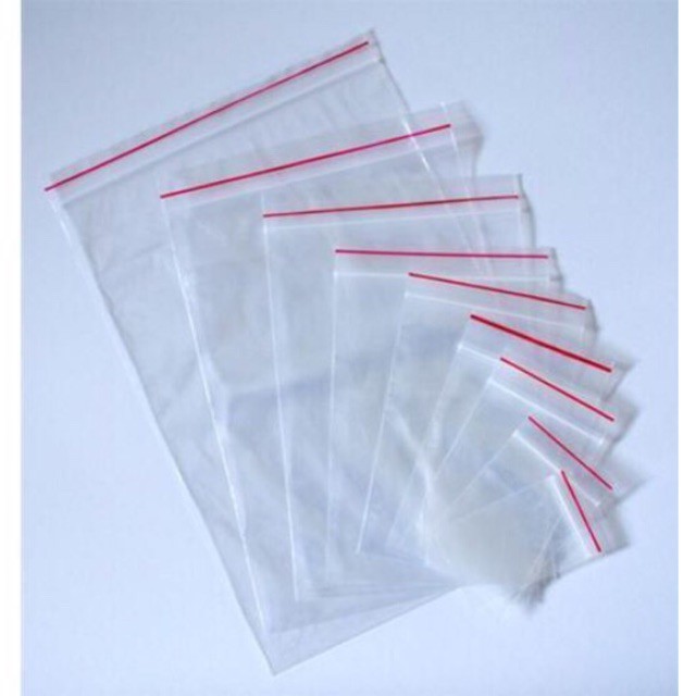 500gram túi zip chỉ đỏ các size đựng an toàn, túi zipper kéo.