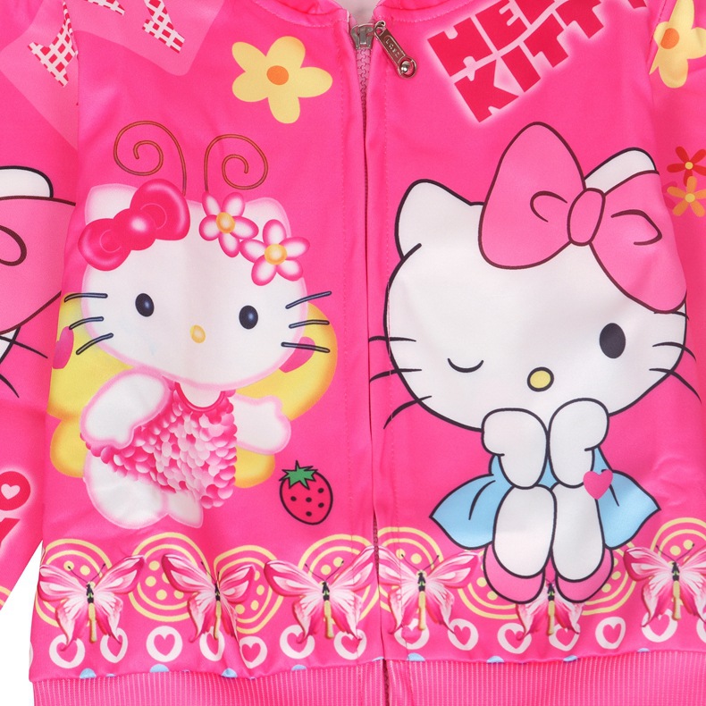 Áo Khoác Khóa Kéo Họa Tiết Hello Kitty Xinh Xắn Cho Bé Gái 3-8 Tuổi