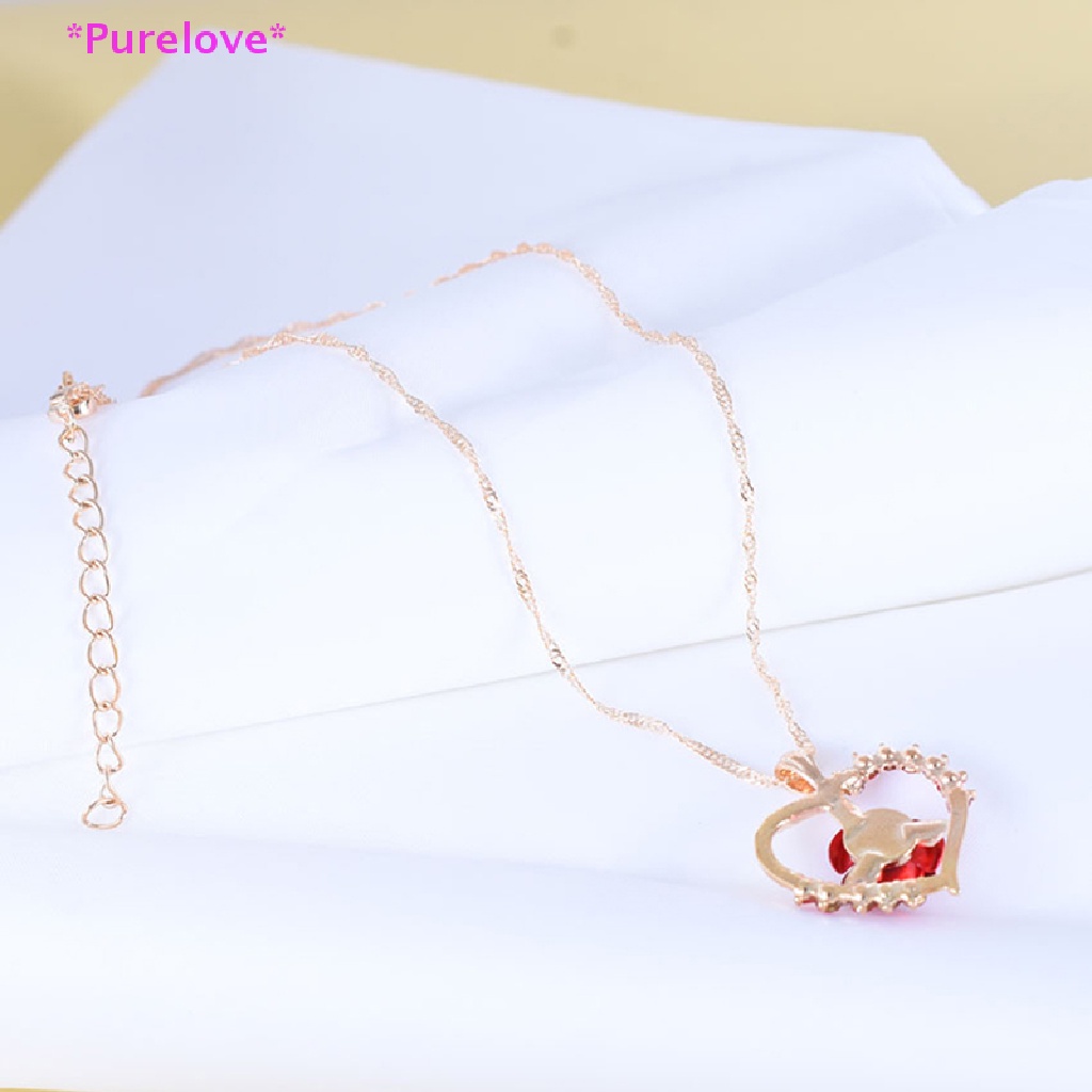 Vòng cổ Mặt Trái Tim Đính Hoa Hồng Đỏ Thời Trang Cho Nữ Mới