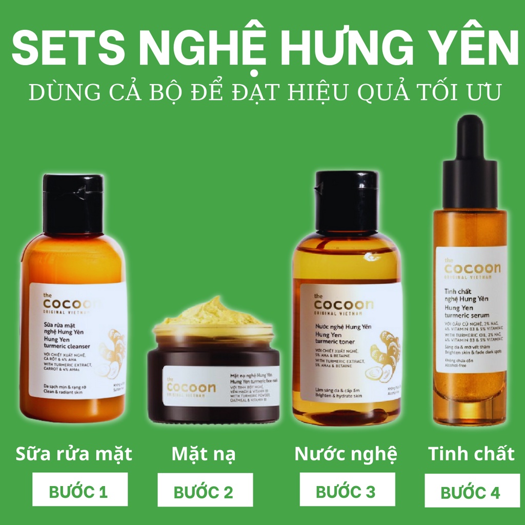 Mặt nạ nghệ Hưng Yên cocoon 100ml thuần chay sáng da đều màu  - Vegan Society - Mỹ phẩm thuần chay Việt Nam