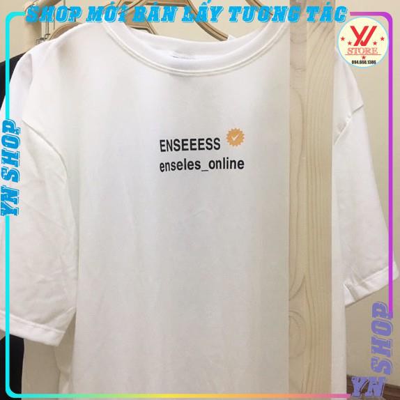 Áo thun tay lỡ unisex nam nữ in chữ ENSEENSS dáng thụng form rộng basic thấm hút mồ hôi