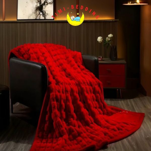 Chăn lông chồn luxury home cao cấp kèm túi da xin nặng 5kg kích thước 2x2,3m - Timibedding