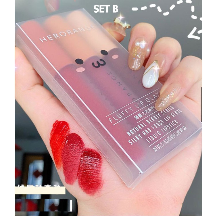 Set 3 Cây Son Kem Lì Herorange Fluffy Lip Glaze | BigBuy360 - bigbuy360.vn