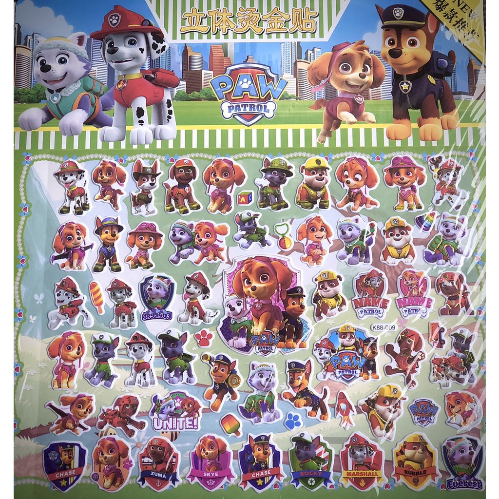 Đồ Chơi Dán Sticker 3D Nổi 2 Lớp, Miếng To Hình Công Chúa Disney , Peppa Pig, Paw Patrol Nhiều Mẫu Dễ Thương Dành Cho Bé