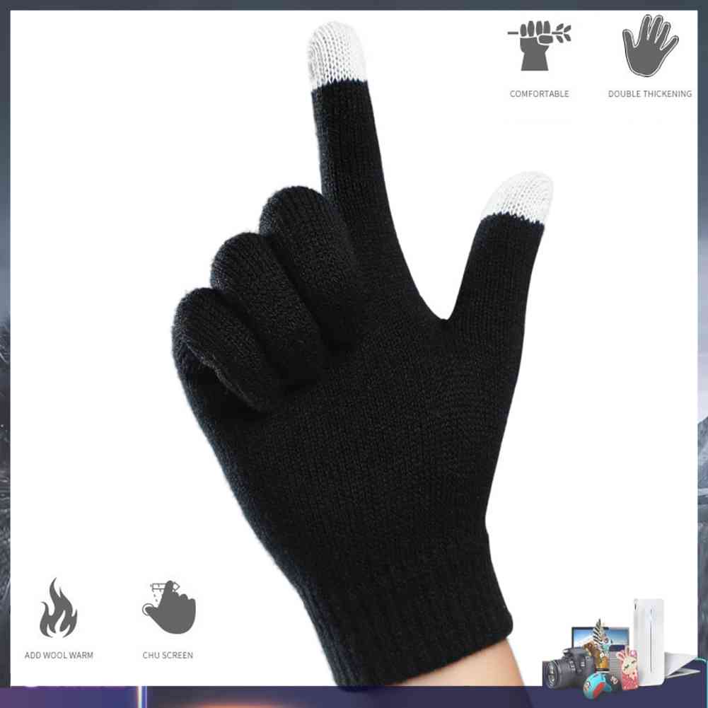 Toàn Bộ Găng Tay Len Hở Ngón Giữ Ấm Dùng Màn Hình Cảm Ứng