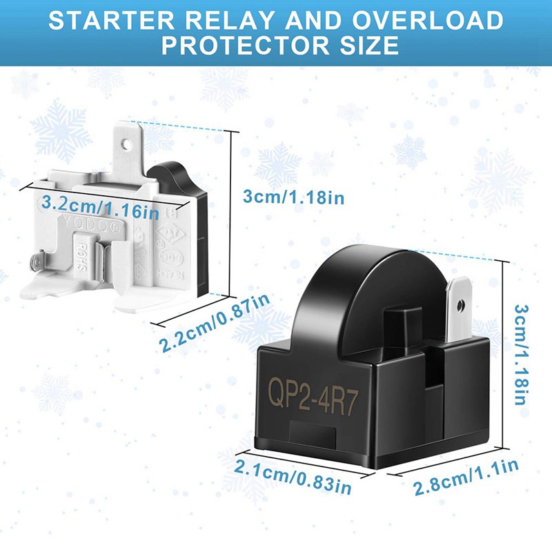 Refrigerator Starters QP2-4R7 4.7 Ohm 1 Pin Refrigerator PTC Starter Relays and 6750C-0005P Refrigerator Protectors