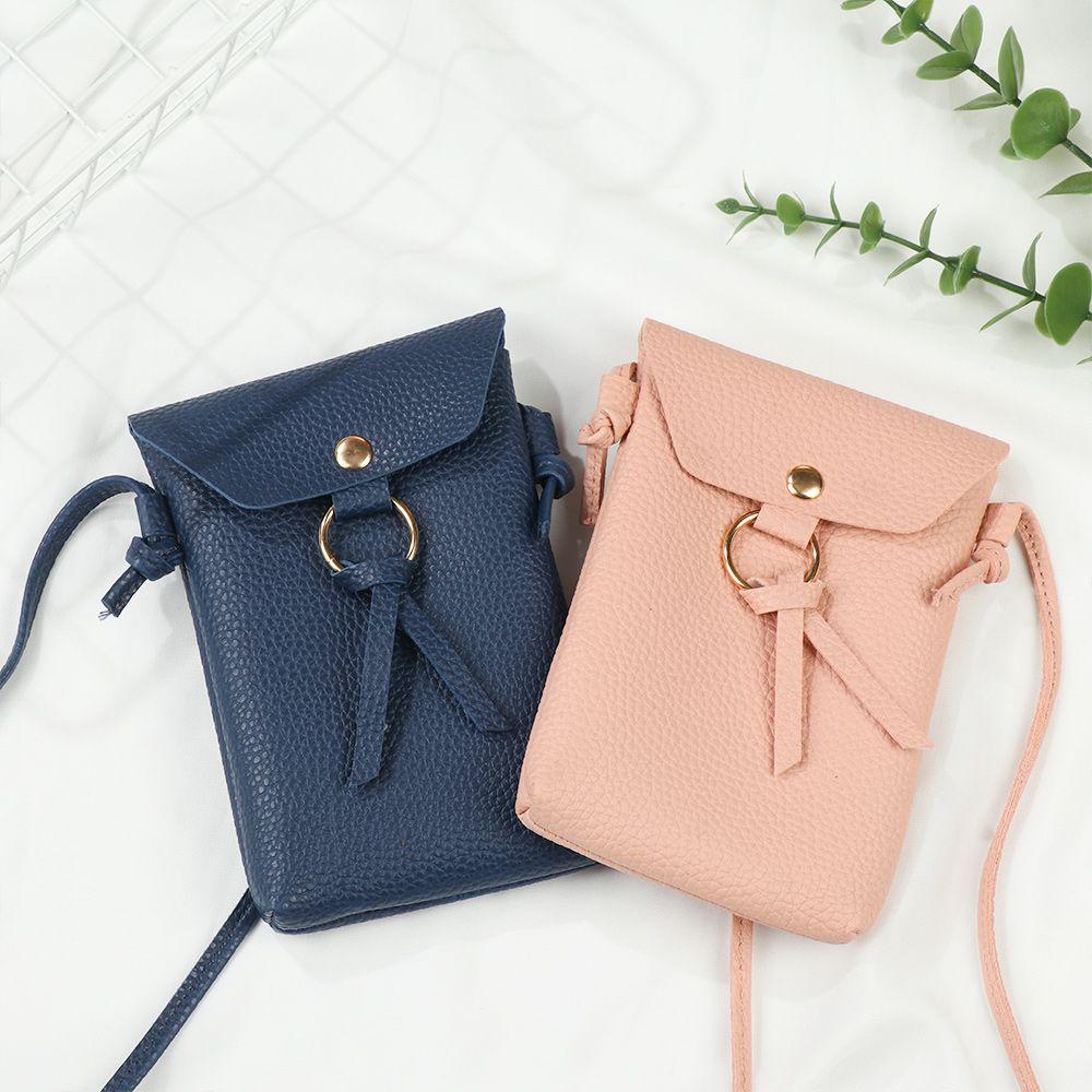 MIHAN1 Túi Đeo Vai Mini Bằng Da PU Màu Trơn Thời Trang Sang Trọng Cho Nữ Ốp