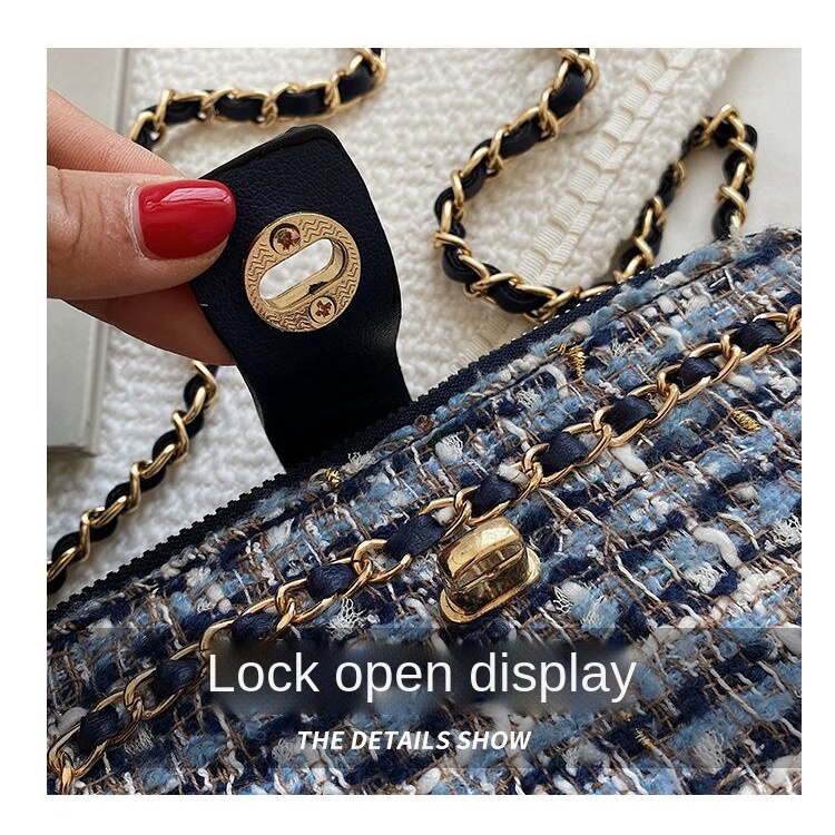 Túi Xách Đeo Vai Chất Liệu Vải Tweed Mềm Mại Phong Cách Cổ Điển Thời Trang Cho Nữ