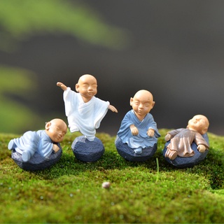 Tượng chú tiểu mini trang trí cây cảnh bonsai, tiểu cảnh hồ cá