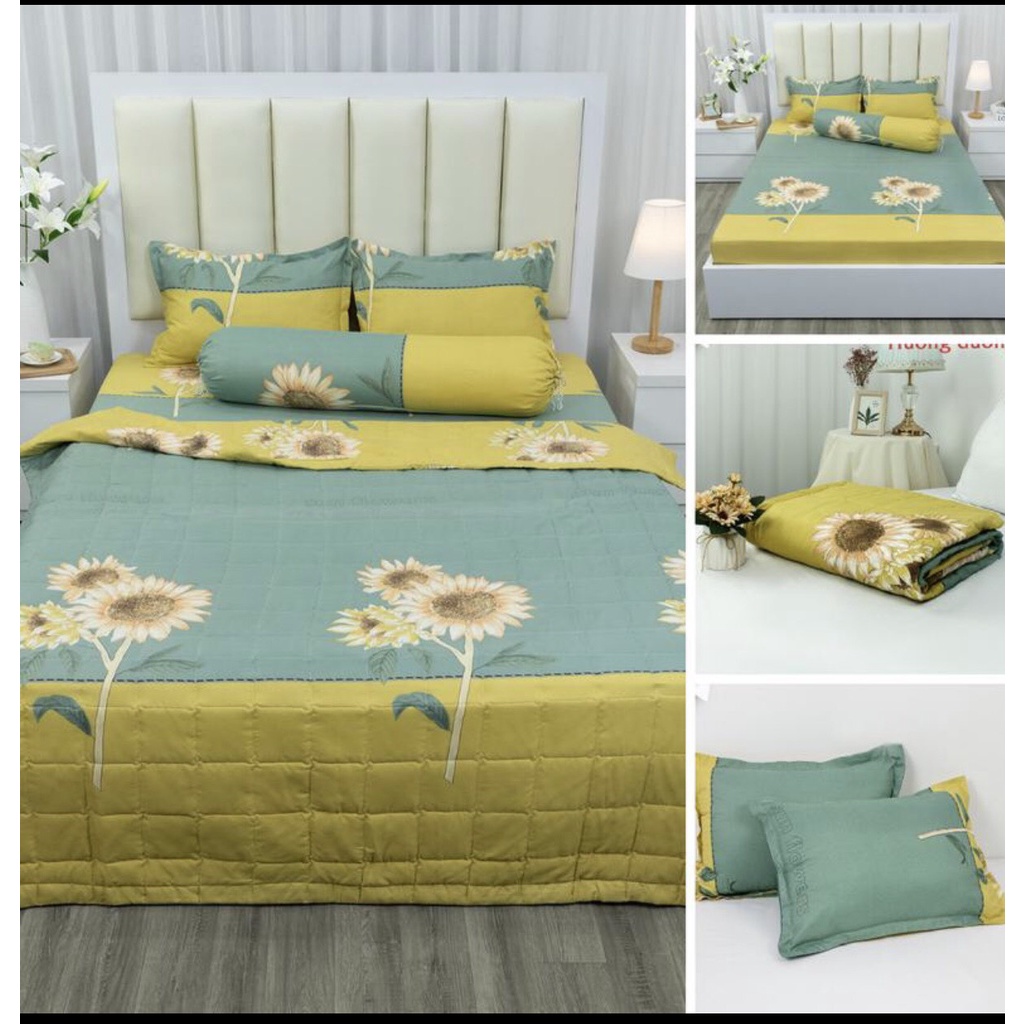 Bộ 5 món chăn ga gối cotton poly -kích thước 1m2x2m