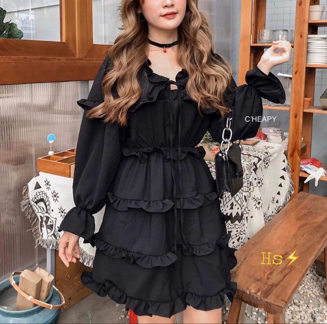 [Mã WASTGO hoàn 10% xu đơn 99k] VÁY TẦNG CỔ BÈO DÂY NƠ HSU1 | BigBuy360 - bigbuy360.vn