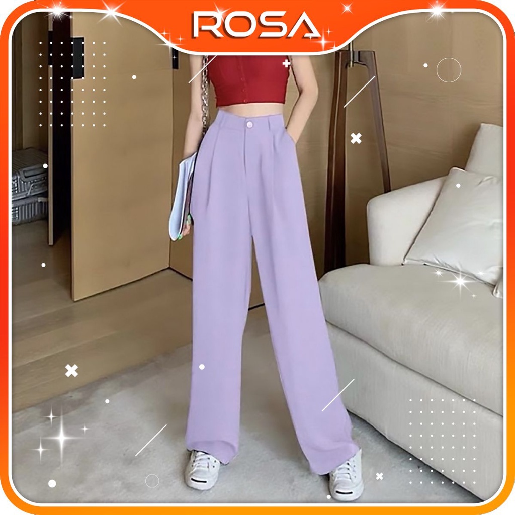 [Mã FAMARAL1 giảm 10K đơn 50K] Quần ống rộng dáng suông 1 cúc hot trend ROSA BOUTIQUE