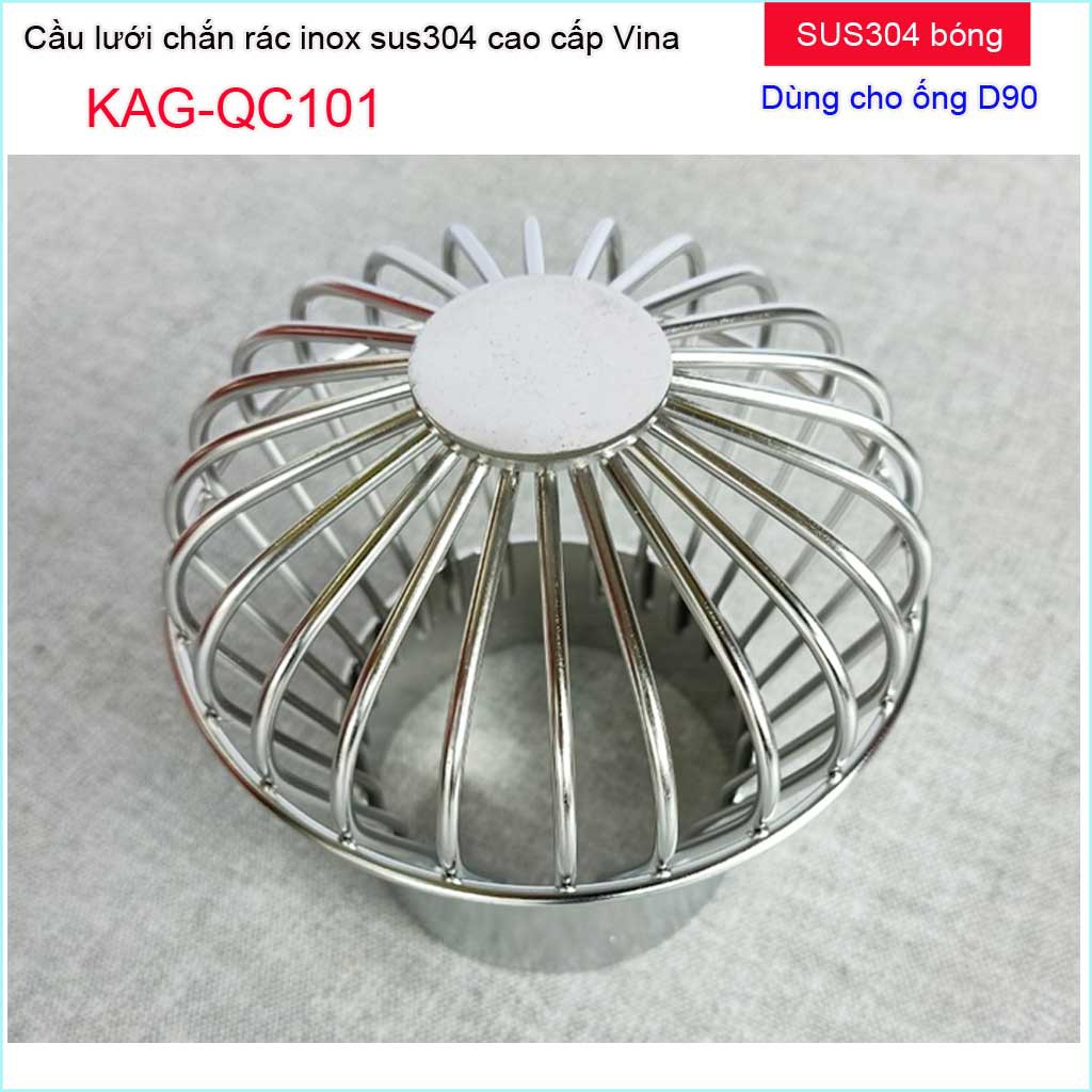 Cầu lưới Inox 304 dày D90-114, cầu chặn rác nước mưa D90-114 KAG-QC101 thoát nước nhanh hiệu suất tốt