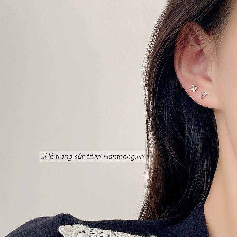 Set khuyên tai đính đá pha lê thiết kế nhẹ nhàng trẻ trung phong cách ins hàn quốc dành cho nữ