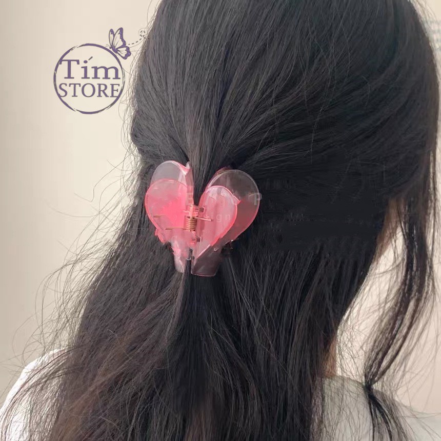 Kẹp gấp tóc nữ hình trái tim nhựa đẹp dày cao cấp TIMSTORE kẹp búi tóc phong cách hàn quốc dễ thương trẻ trung
