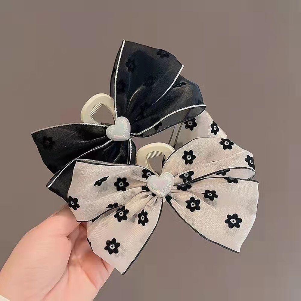 Kẹp Tóc Nơ Lưới Hình Cá Mập Phong Cách Pháp Cổ Điển Thanh Lịch Dành Cho Nữ